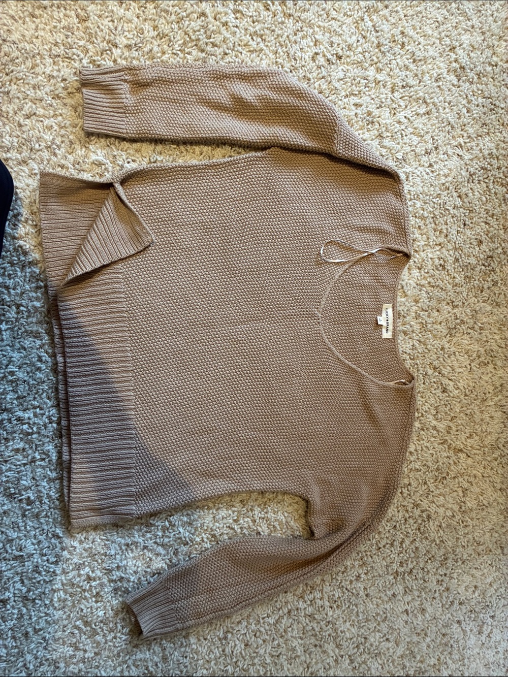 Lucky Brand Crewneck Knit Sweater in Taupe